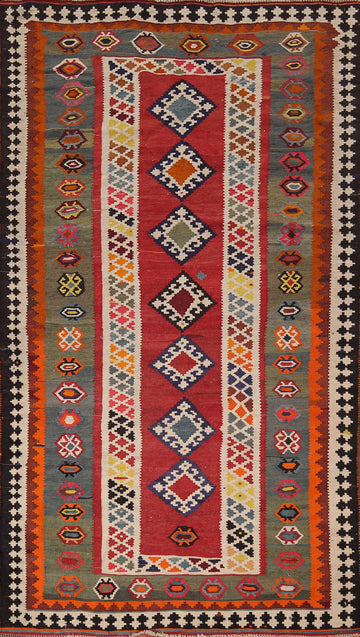 Vegetable Dye Wool Kilim Qashqai Persian Area Rug 5x10
