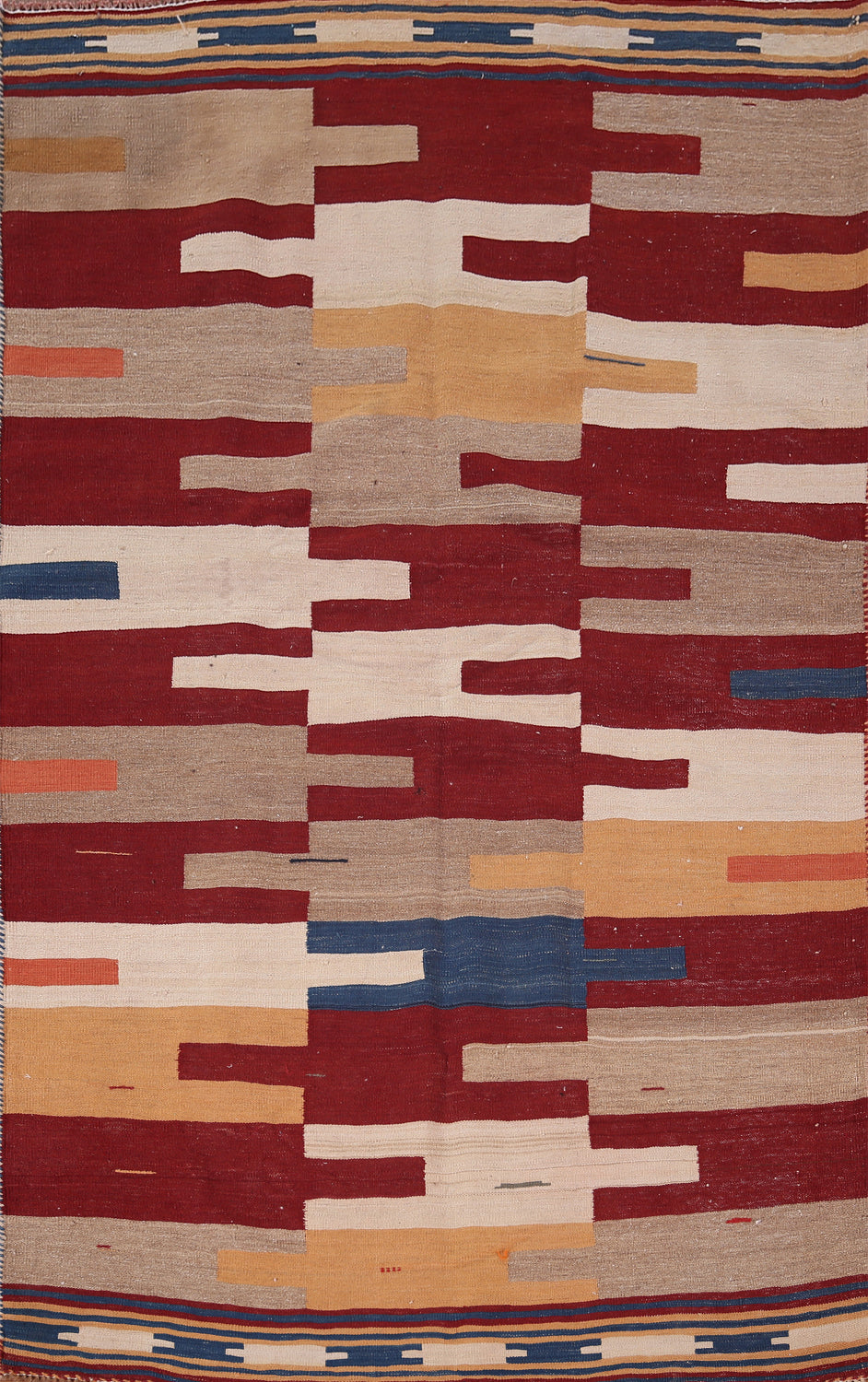 Flat Weave Kilim Qashqai Reversible Wool Persian Rug 5x7