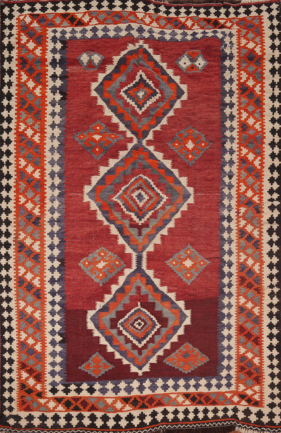 Geometric Wool Kilim Qashqai Persian Rug 5x7