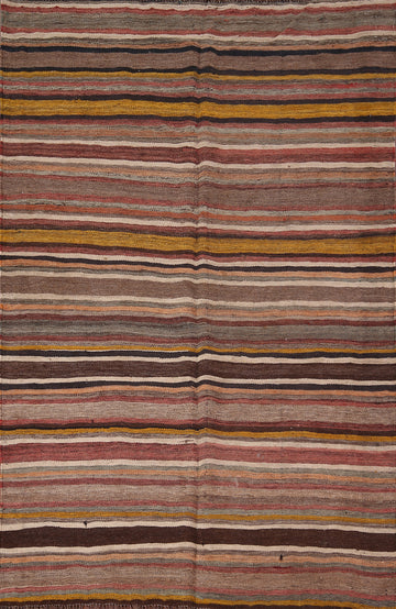 All-Over Striped Kilim Persian Accent Rug 5x7
