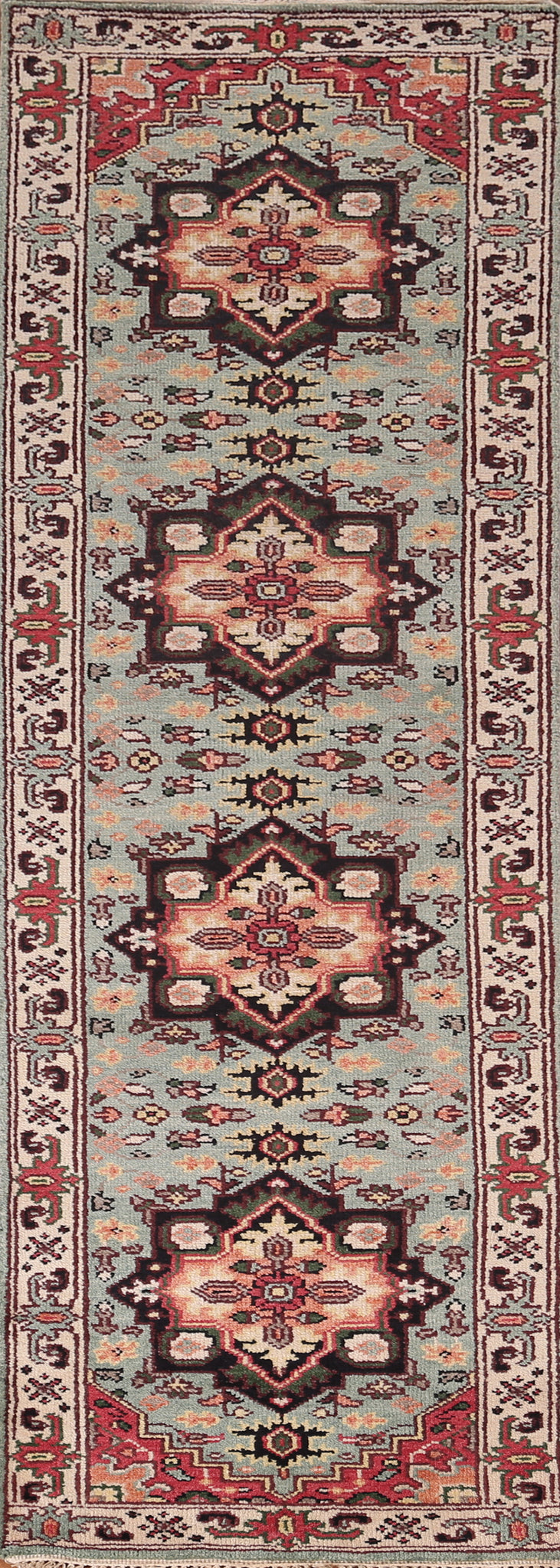 Geometric Wool Heriz Serapi Oriental Runner Rug 3x10