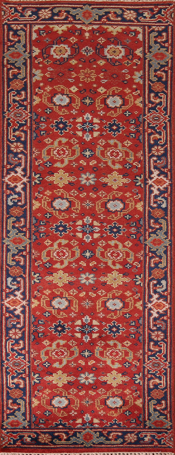 Handmade Red Heriz Serapi Oriental Runner Rug 3x8