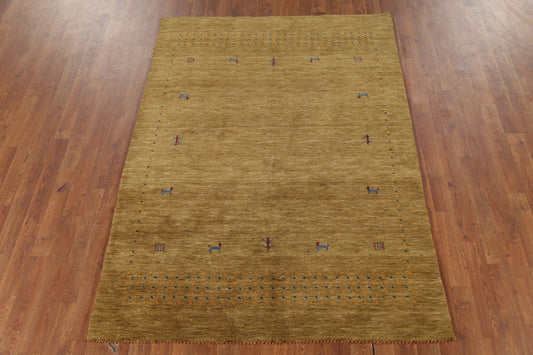 Hand-Knotted Wool Gabbeh Indian Accent Rug 5x6