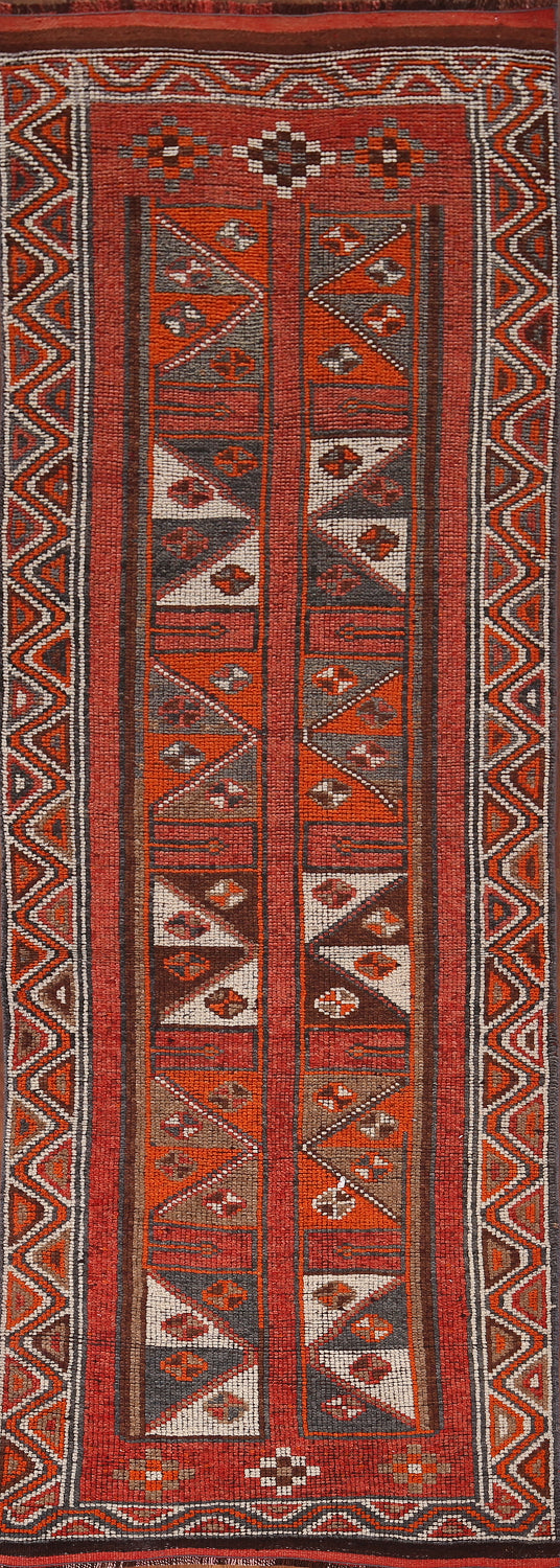 Vintage Geometric Anatolian Turkish Runner Rug 3x10