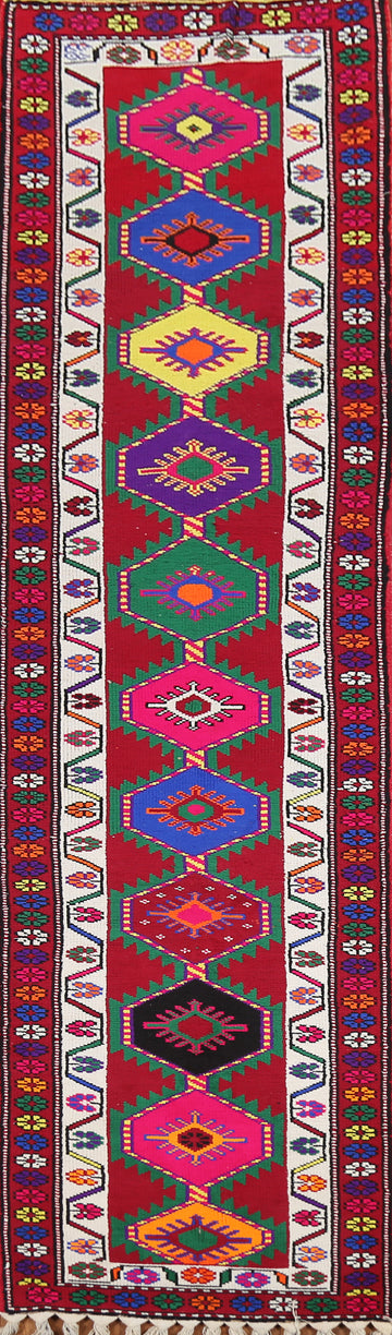 Handmade Wool Anatolian Turkish Runner Rug 3x12