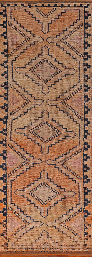 Orange Wool Oushak Oriental Runner Rug 3x11