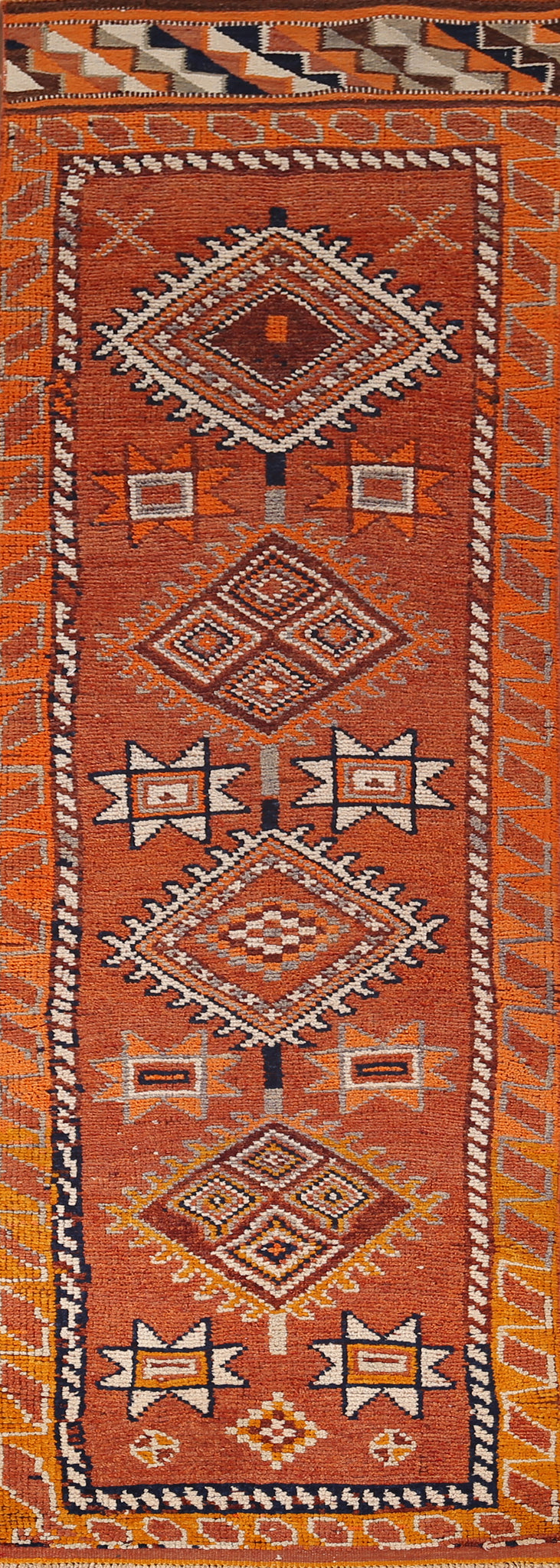 Tribal Orange Wool Oushak Oriental Runner Rug 3x10