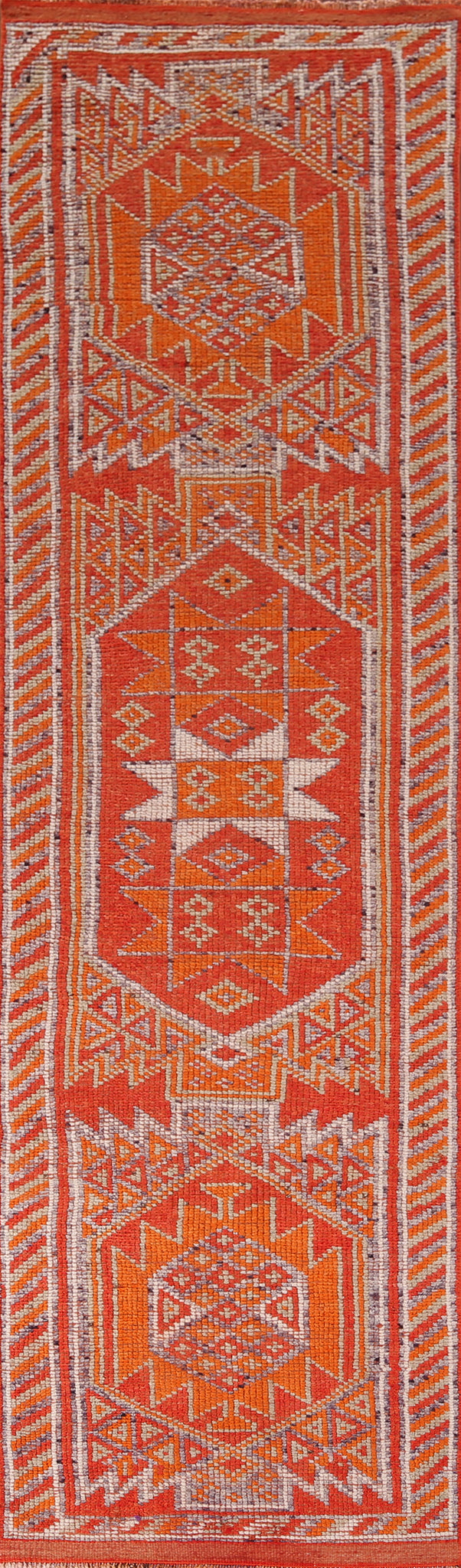 Handmade Geometric Oushak Turkish Runner Rug 3x12