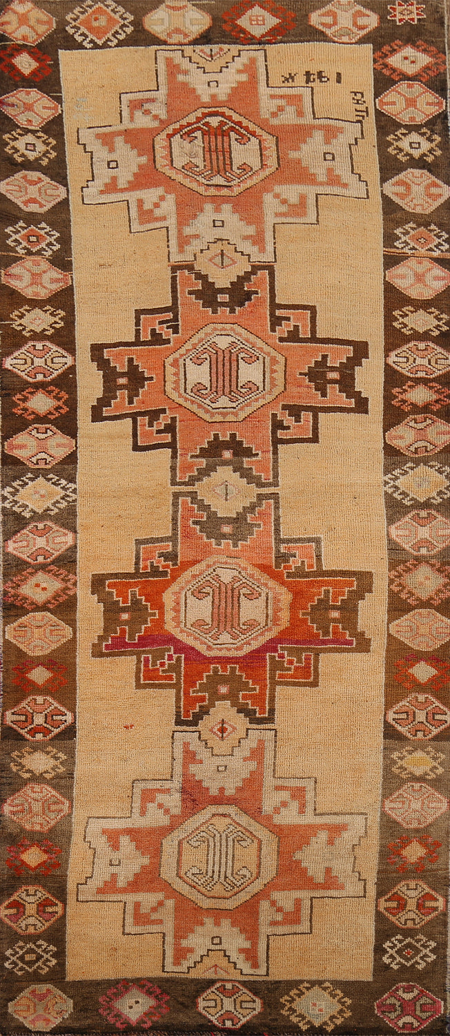 Handmade Wool Anatolian Turkish Runner Rug 4x9
