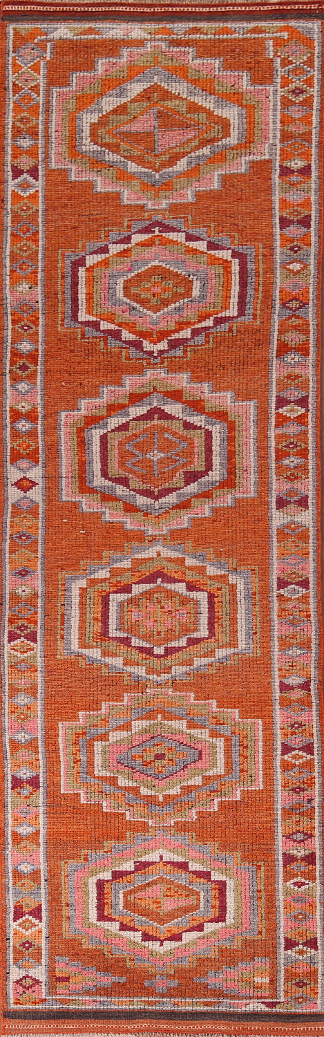 Geometric Wool Oushak Turkish Runner Rug 3x13
