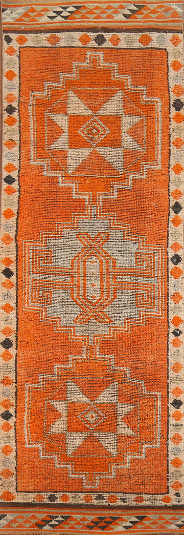 Vintage Wool Anatolian Oriental Runner Rug 3x11