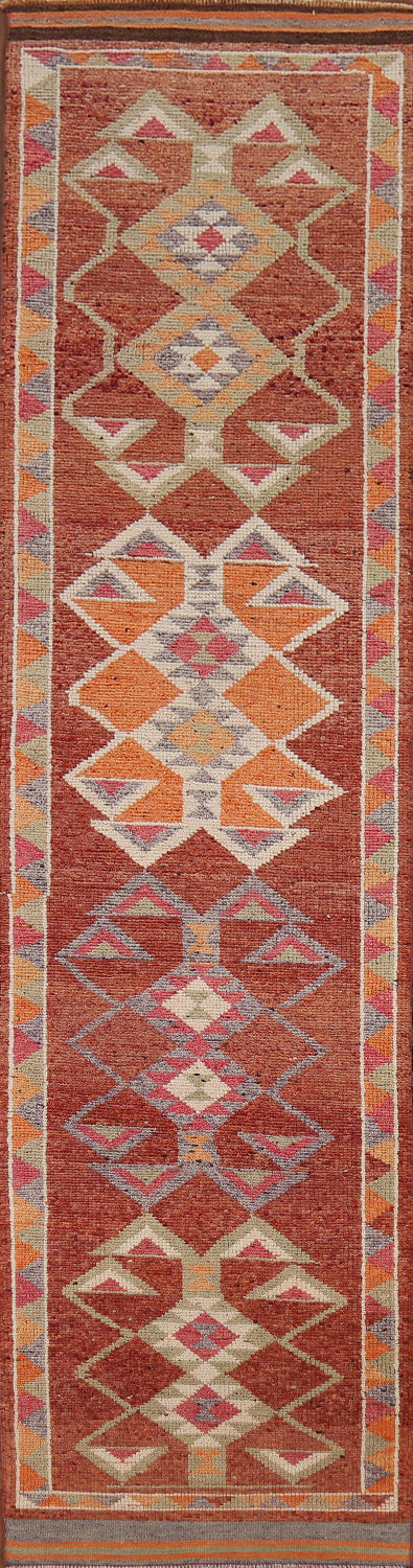 Geometric Wool Anatolian Turkish Runner Rug 3x13