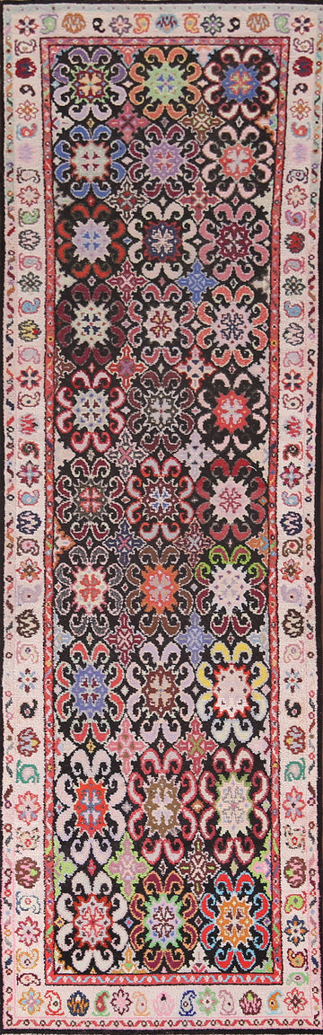 Geometric Wool Anatolian Oriental Runner Rug 3x13
