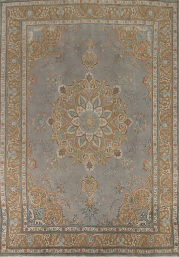 Vintage Gray Wool Tabriz Persian Area Rug 9x12