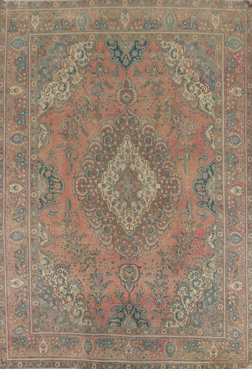Vintage Wool Floral Tabriz Persian Area Rug 10x13