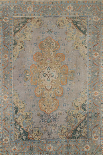 Vintage Geometric Tabriz Persian Area Rug 8x11
