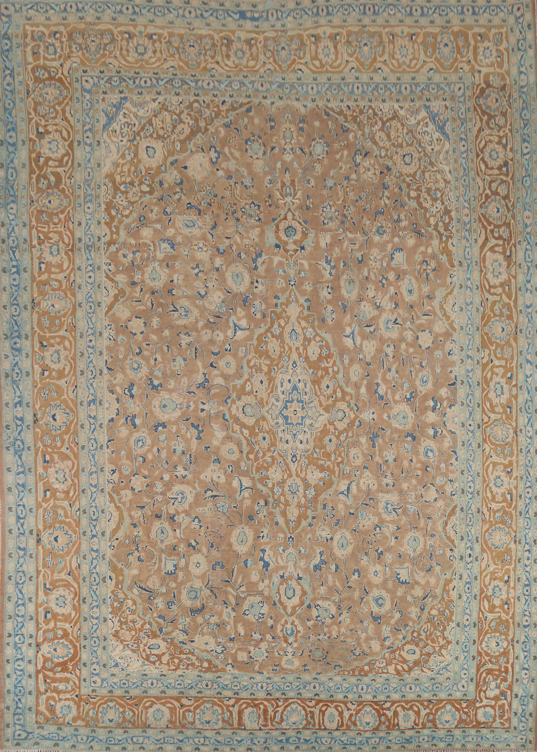 Vintage Floral Mashad Persian Area Rug 9x12