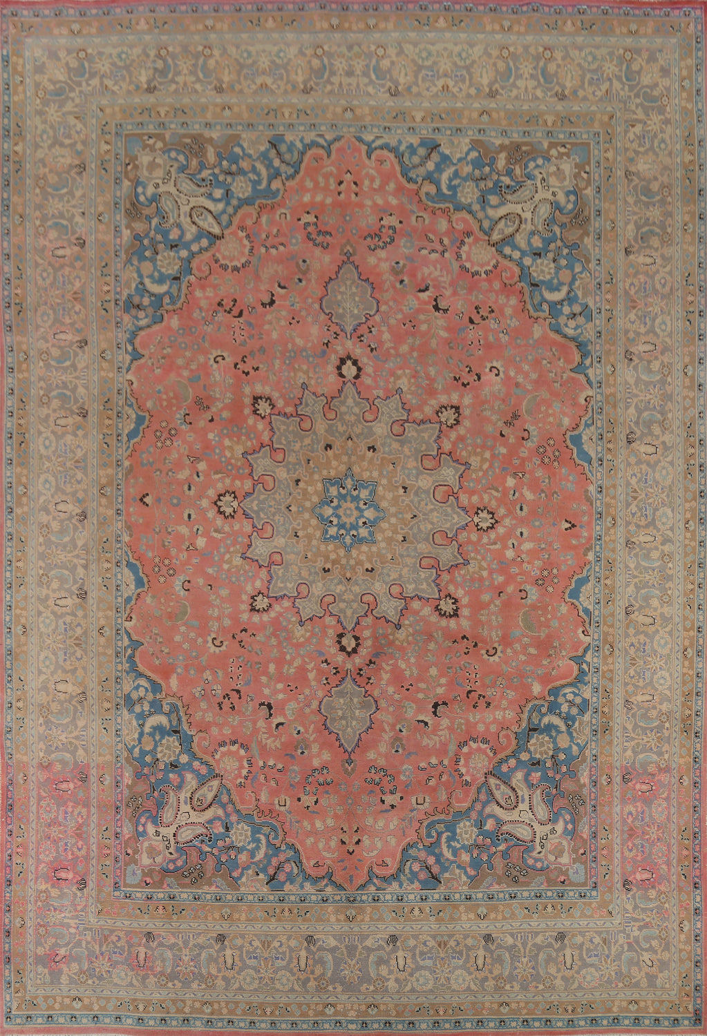 Pink Floral Mashad Persian Area Rug 10x12