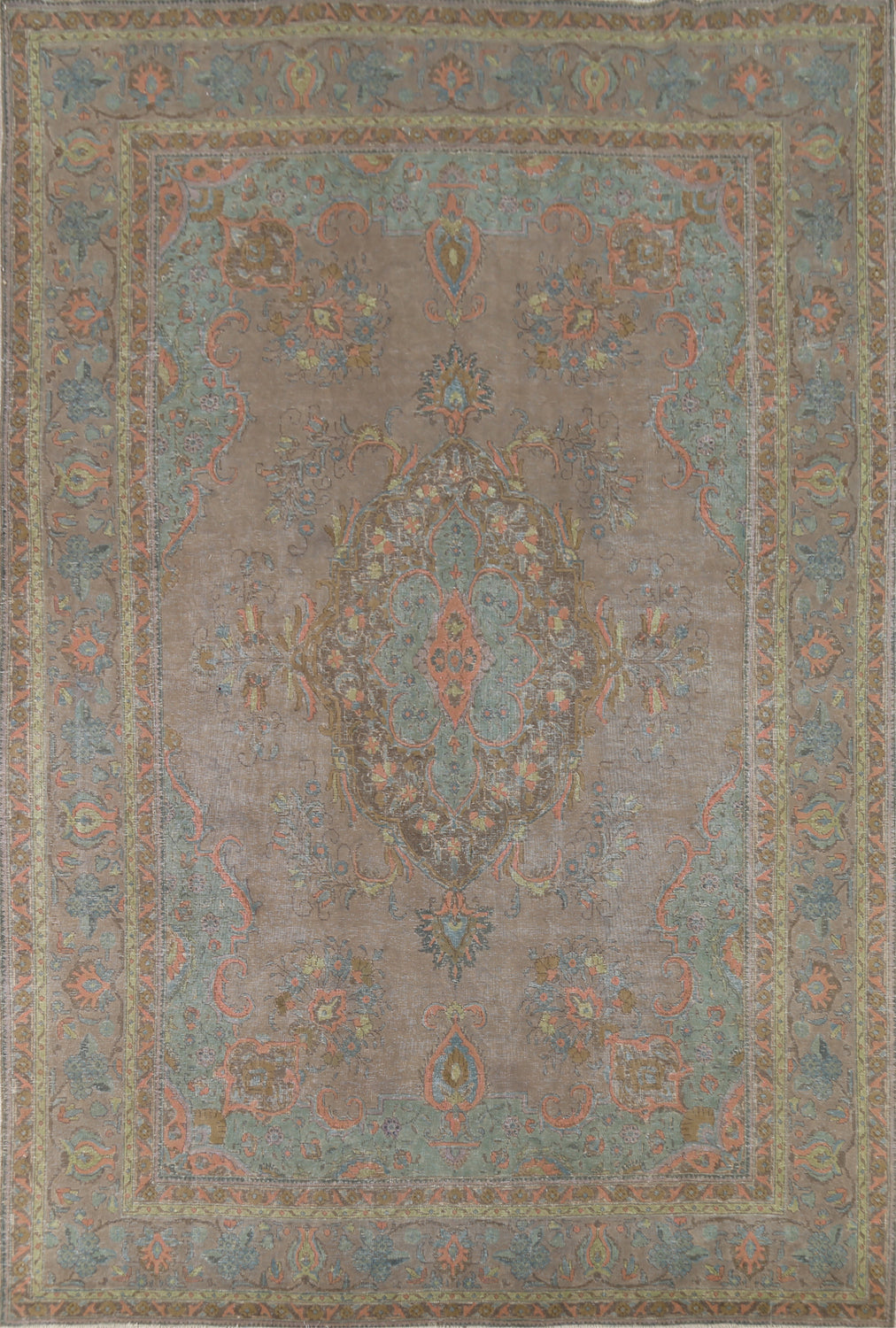 Distressed Gray Wool Tabriz Persian Area Rug 9x12