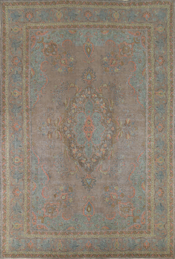 Distressed Gray Wool Tabriz Persian Area Rug 9x12