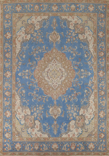 Vintage Blue Tabriz Persian Area Rug 10x13