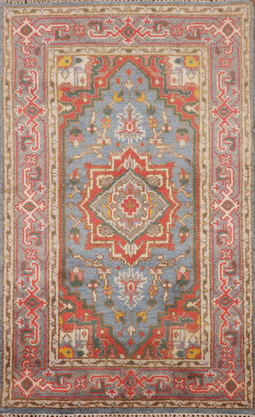 Geometric Wool Heriz Serapi Indian Accent Rug 3x5