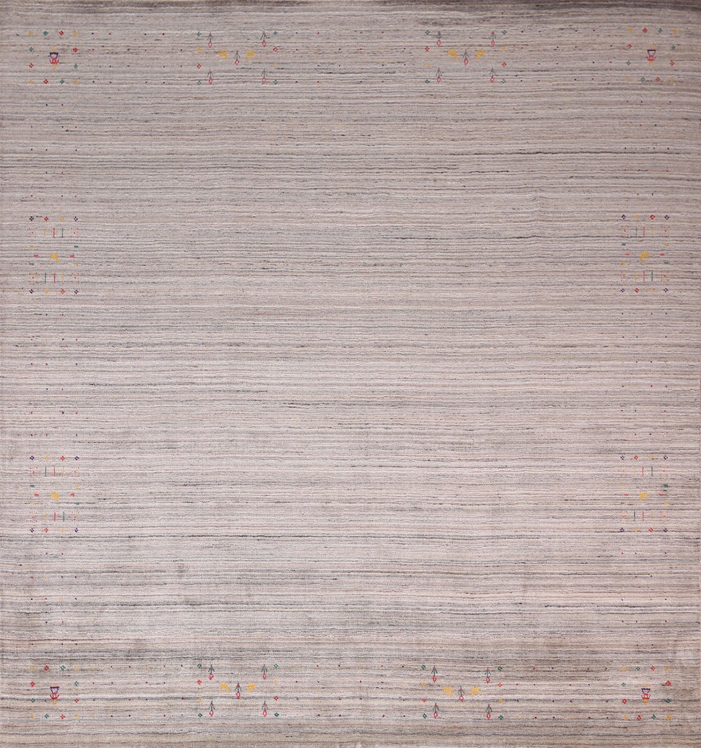 Striped Wool Gabbeh Indian Square Rug 10x10
