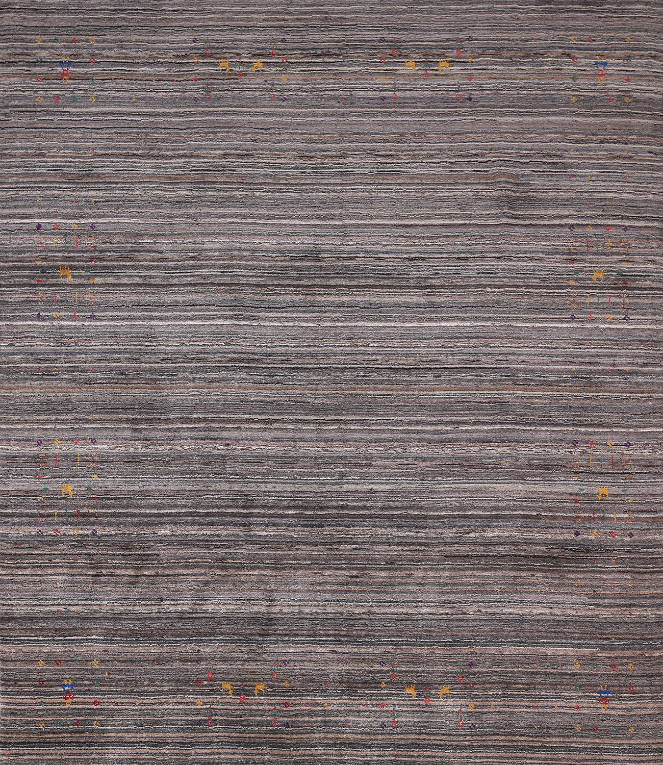 Striped Wool Tribal Gabbeh Indian Square Rug 8x8