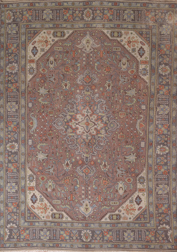 Vintage Geometric Wool Tabriz Persian Area Rug 8x11