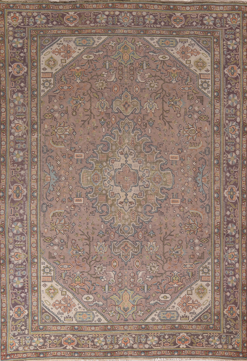 Geometric Wool Tabriz Persian Area Rug 8x11