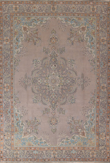 Beige & Gray Vintage Tabriz Persian Area Rug 9x12