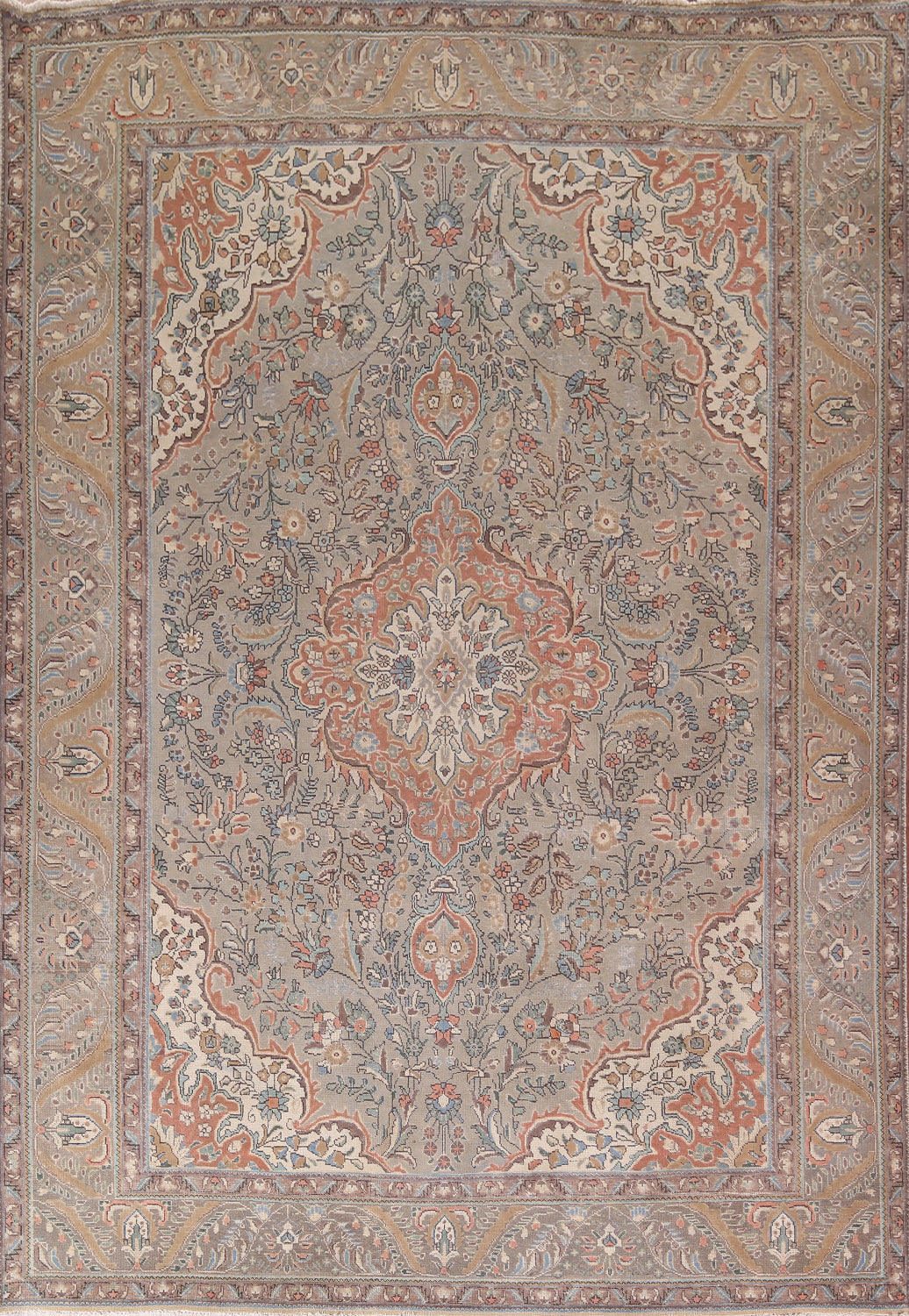 Vintage Wool Floral Tabriz Persian Area Rug 10x13