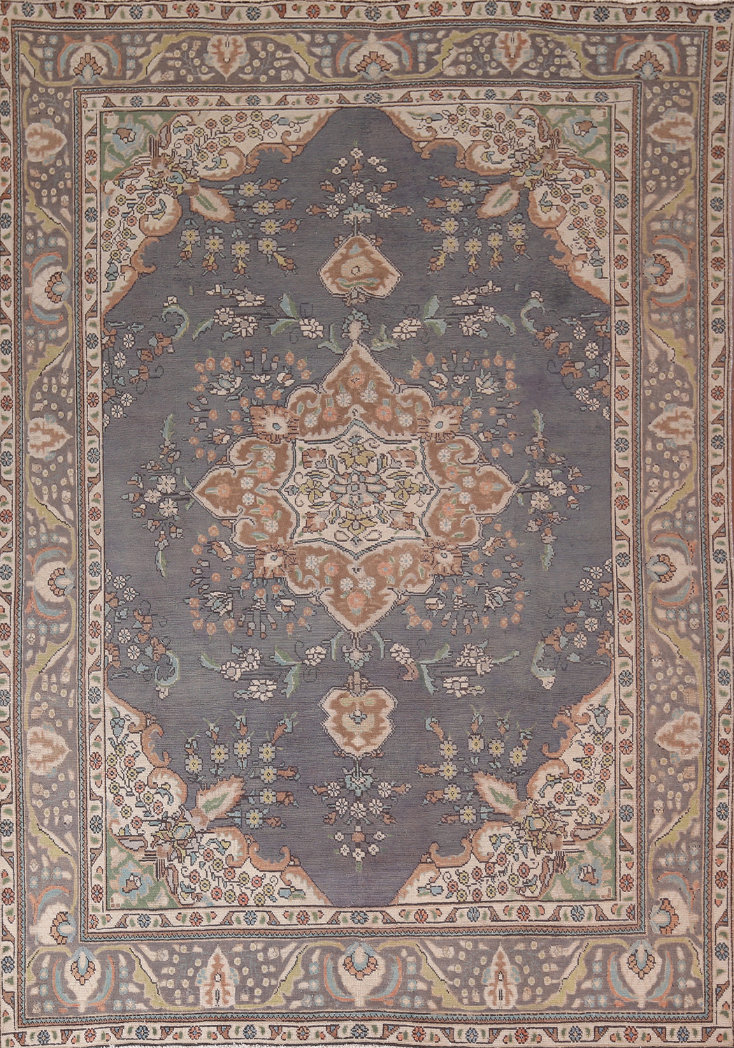 Gray Blue Handmade Tabriz Persian Area Rug 8x11