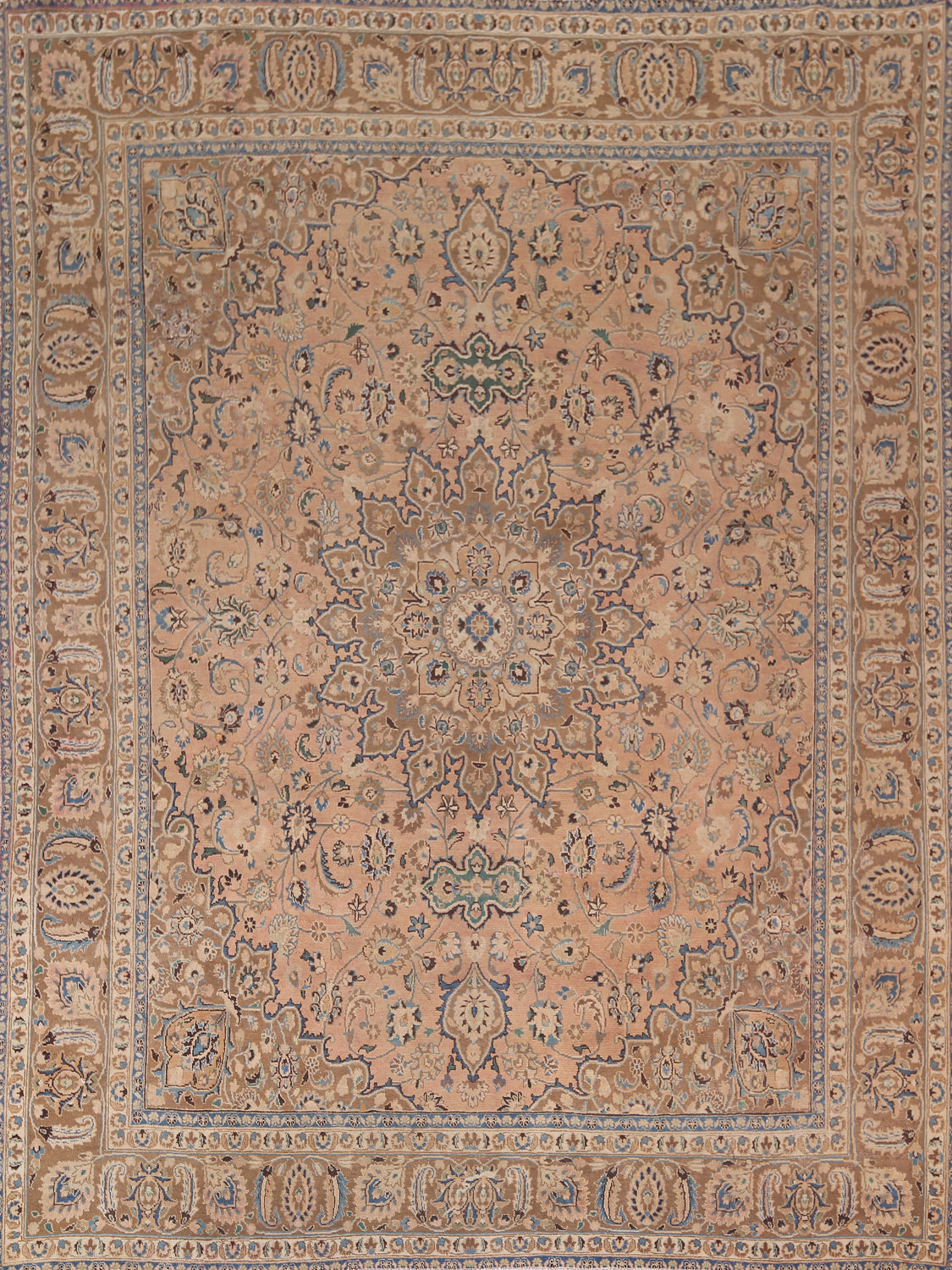 Vintage Wool Floral Mashad Persian Area Rug 9x11