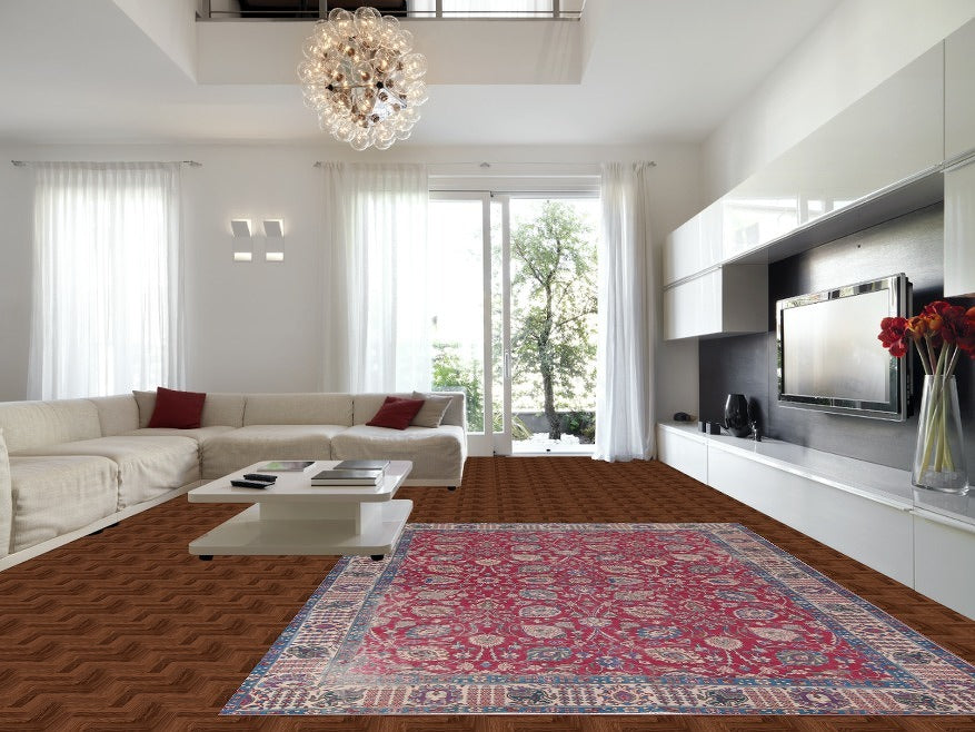 Distressed Wool Floral Tabriz Persian Area Rug 10x13