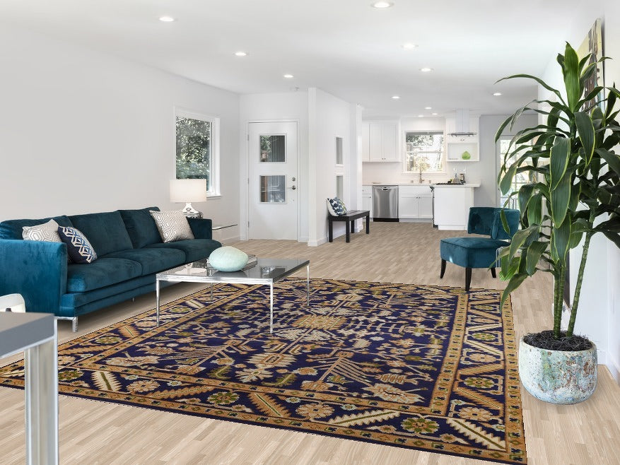 All-Over Blue Oushak Oriental Area Rug 8x10