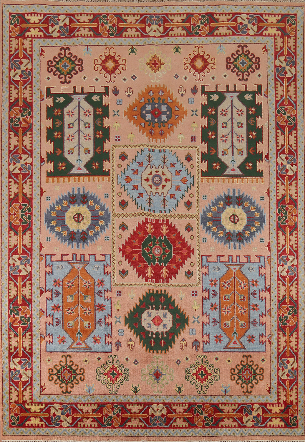 Geometric Wool Kazak Oriental Area Rug 9x12