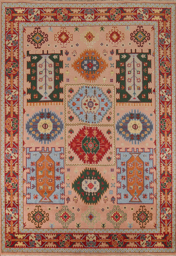 Geometric Wool Kazak Oriental Area Rug 9x12