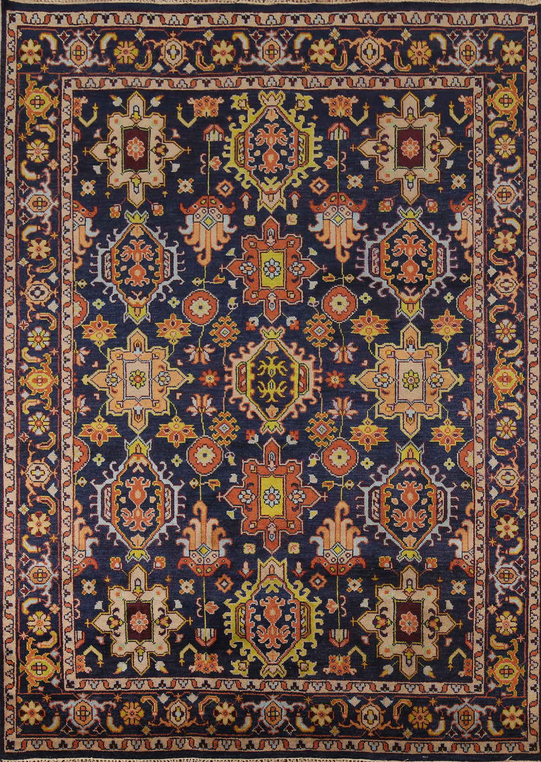 All-Over Blue Geometric Oushak Oriental Area Rug 8x10