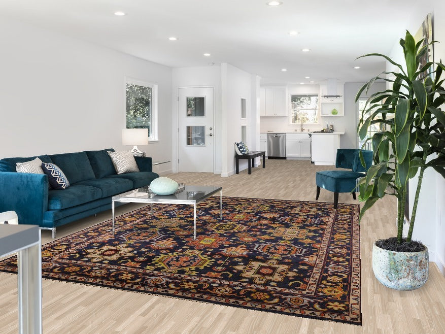 All-Over Blue Geometric Oushak Oriental Area Rug 8x10