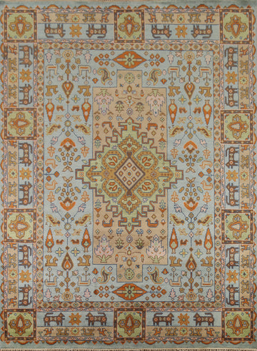 Light Blue Tribal Kazak Oriental Area Rug 8x10