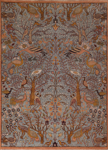 Animals Design Gray Ziegler Oriental Area Rug 8x10