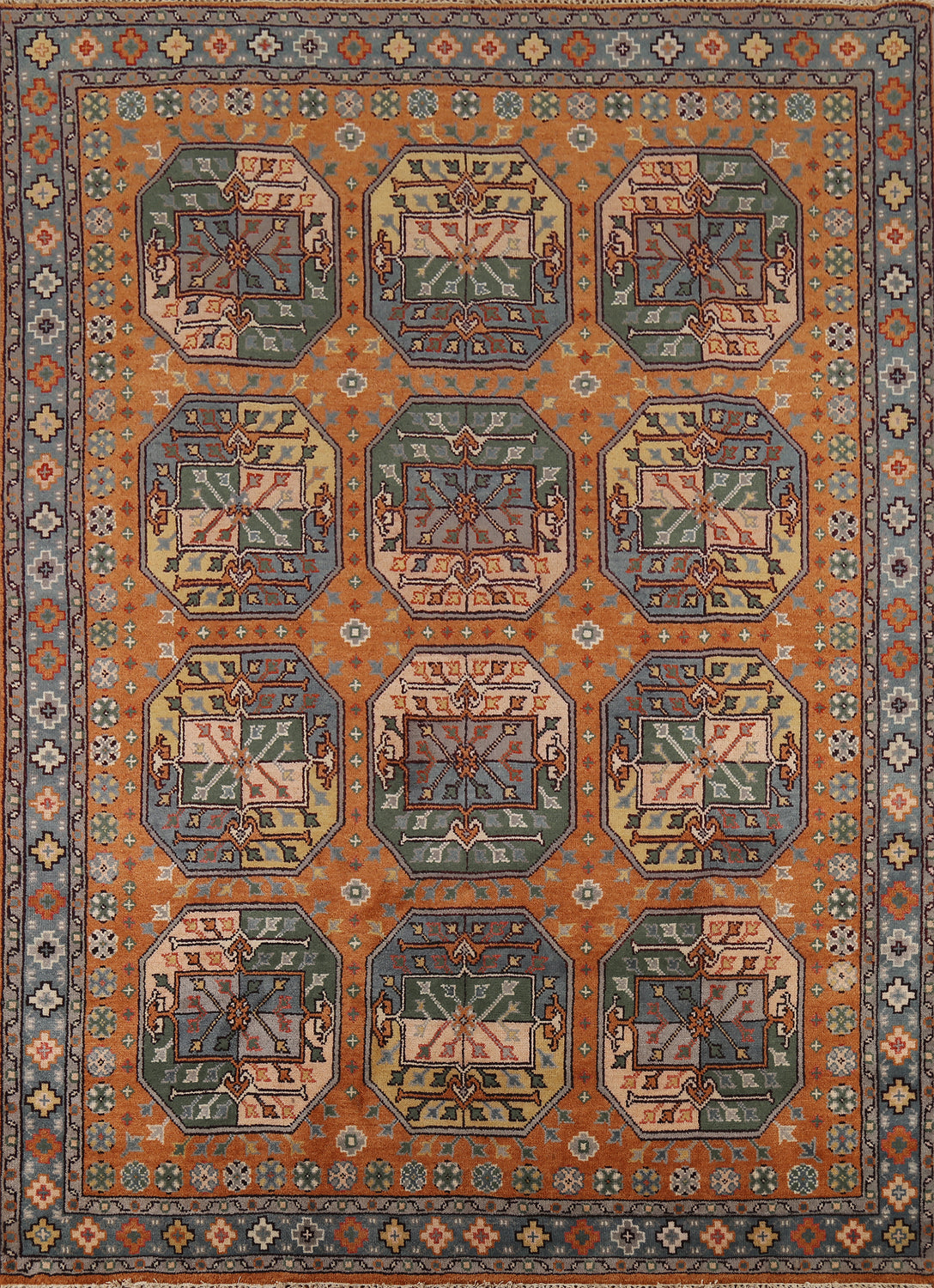 Orange Geometric Khotan Oriental Area Rug 8x10