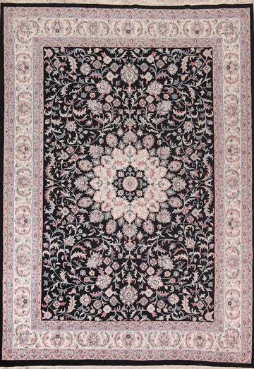 Black Floral Kashan Indian Area Rug 9x12