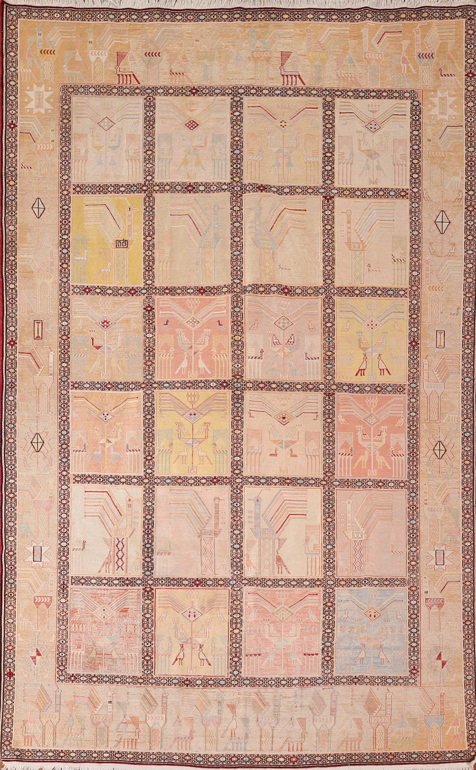 Tribal Silk Vintage Sumak Persian Area Rug 6x10