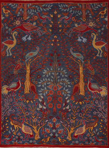 Animals Blue Floral Ziegler Oriental Area Rug 8x10
