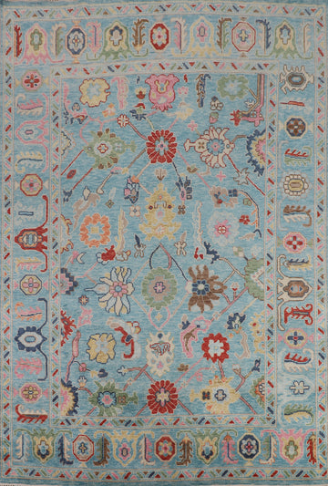 All-Over Light Blue Oushak Oriental Area Rug 8x10