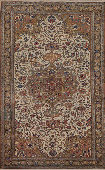 Vintage Floral Wool Anatolian Oriental Area Rug 7x10