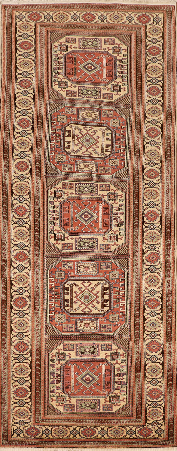 Vintage Geometric Anatolian Oriental Runner Rug 3x10
