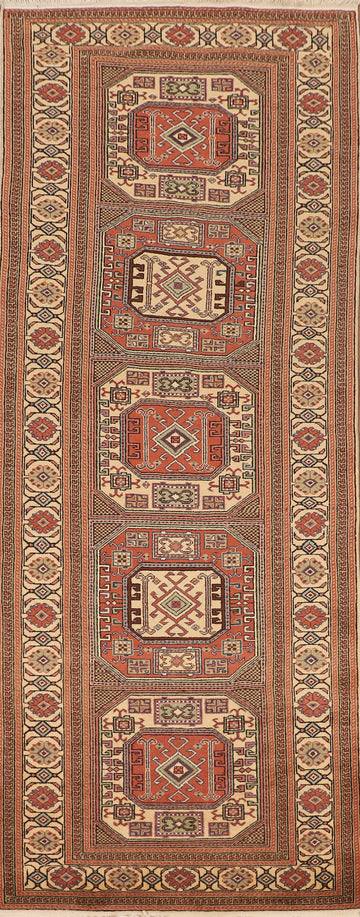 Vintage Geometric Anatolian Oriental Runner Rug 3x10